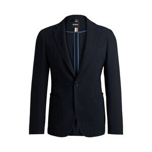 HUGO BOSS Sport Coat Mens Size 38 R Navy Slim Fit Seersucker Blazer HANRY $695